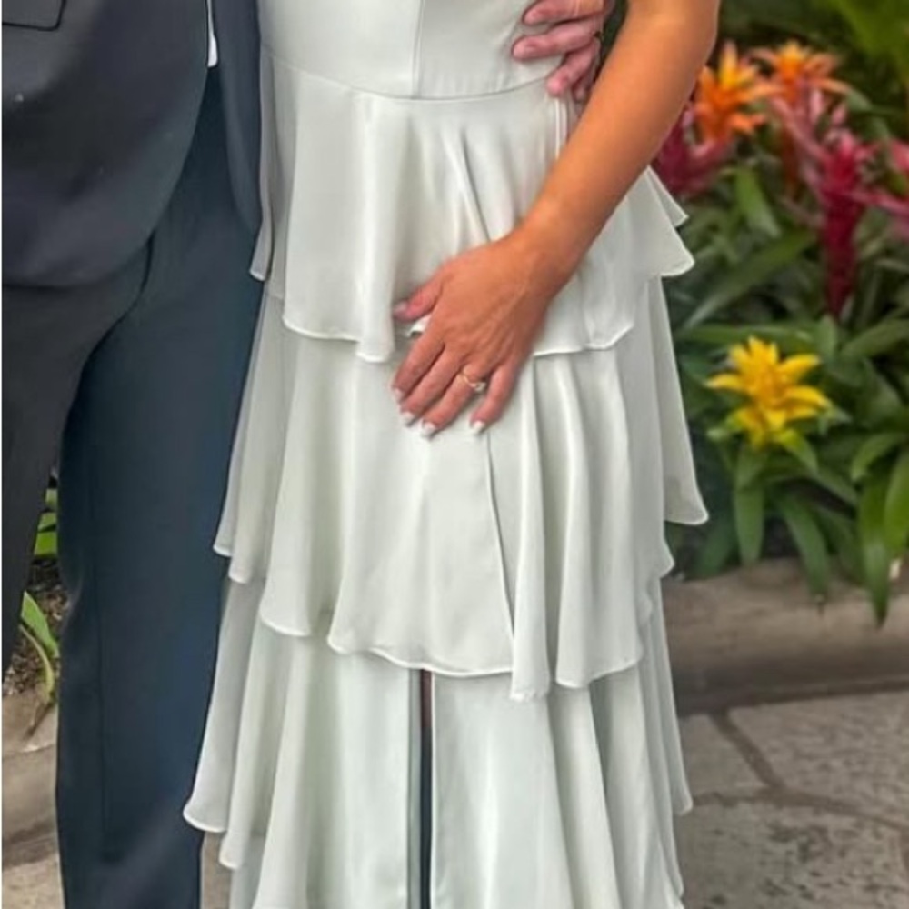 Light Sage Green Tiered Dress